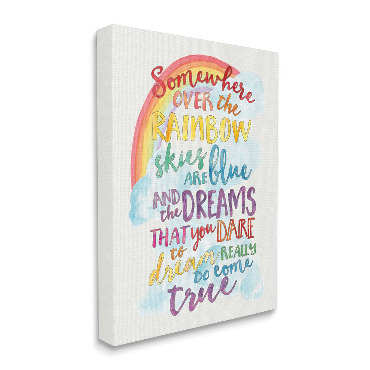 Stupell Industries Somewhere Over the Rainbow With Rainbow Canvas Wall Art